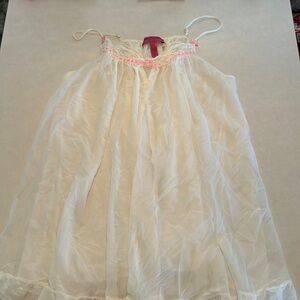 Super pretty Betsey Johnson intimates white and baby pink little slip dress.